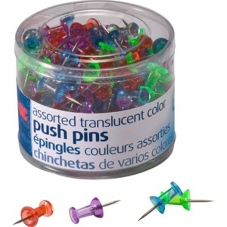 OFFICEMATE International Push Pins Assorted Translucent Colors 200 Count 35710